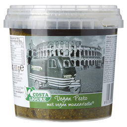 Pesto genovese met mozzarisella vegan