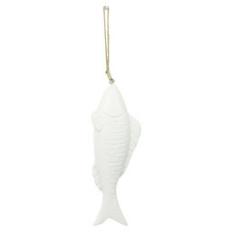 Hanger houten vis rakke 35,5cm wit