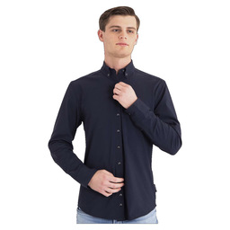 Le button down shirt travel navy -l(maat