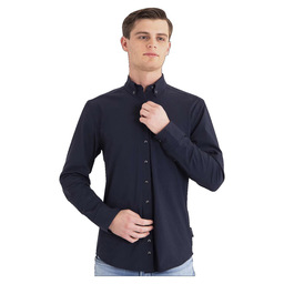 Le button down shirt travel navy-m(maat3