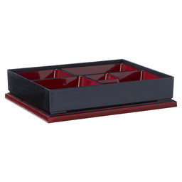 Bento box asian 30x24,5x6cm zwart/rood