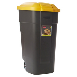 Afvalbak verrijdbaar 110l zwart-geel