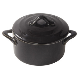 Oven dish round d10 black w/lid