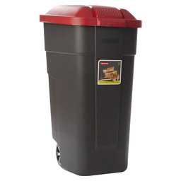 Afvalbak verrijdbaar 110l  zwart-rood