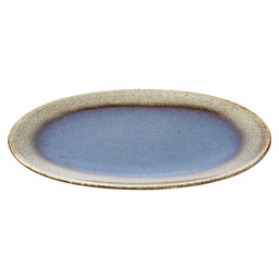 Oval plate cm 30   bloom blue & brown