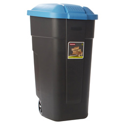 Waste bin portable 110l black-blue