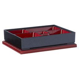 Bento box asian 27x21x6cm zwart/rood