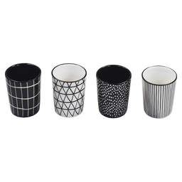 4 mugs black/white - 7x9cm