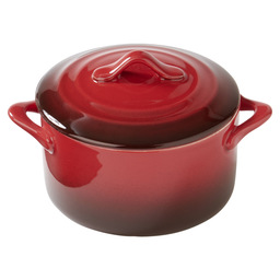 Oven dish round d12.5 red w/lid