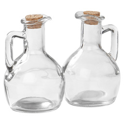 Condiment bottles s/2 glass