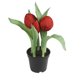 Plante artificielle tulipe rouge en pot
