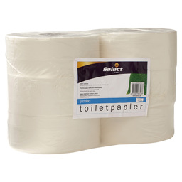 Toiletpapier jumbo 300m-2l wit  select