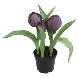 Kunstplantje tulp paars in pot