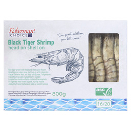 Black tiger prawn head-on 16/20 asc