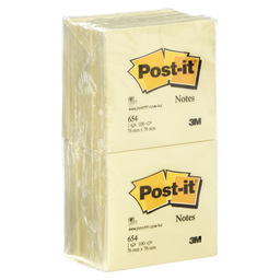 Notepad 3m post-it 654 yellow 76x76mm