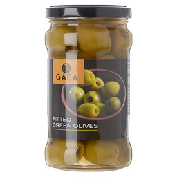 Pitted green olives in brine