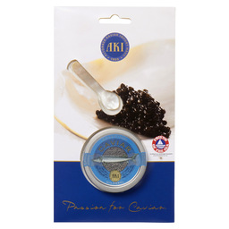 Kaviar selection mit löffel aus knochen