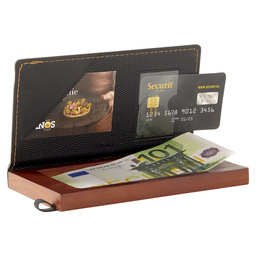 Account holder leather met coin box