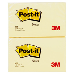 Notepad 3m post-it 655 76x127mm yellow