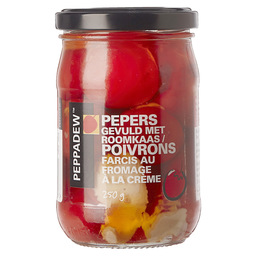 Piquante peppers gevuld met roomkaas