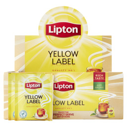 Tea yellow label met envelope