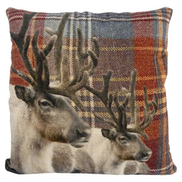 Cushion velvet 'moose'-print 45x45cm