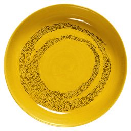 Bord feast 22xh4cm yellow swirl/dots zw.