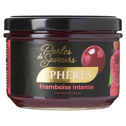 Intense raspberry flavor spheres