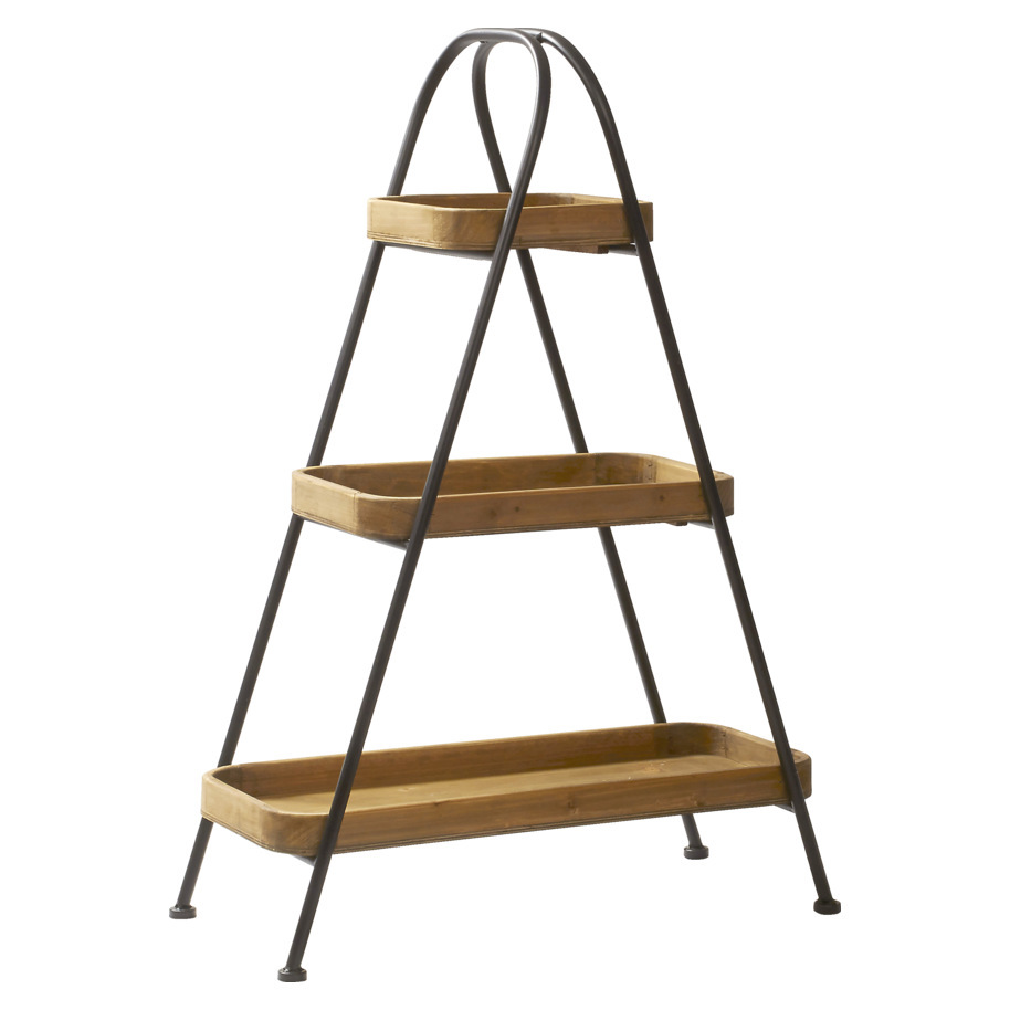 ETAGERE HOUT/METAAL 3-DELIG 71X43X103CM