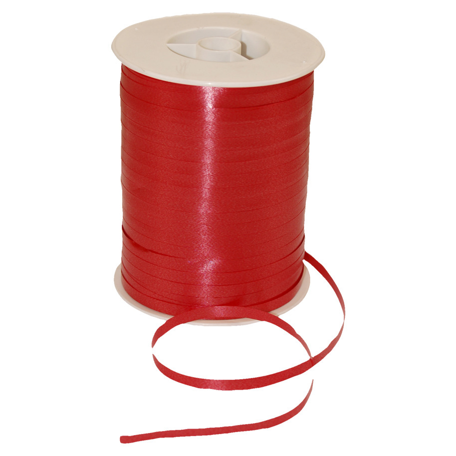 CURLY RIBBON 500MX5MM POLY RED