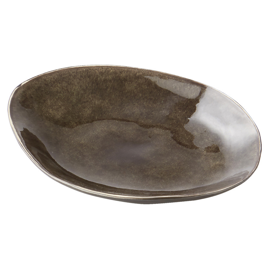 PLATE OVAL 15X12 CM PURE GREY FLAME