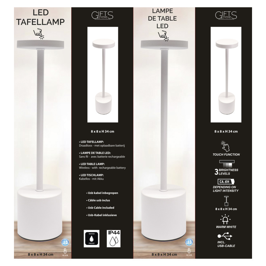 LED LAMPE WEISS - H34CM