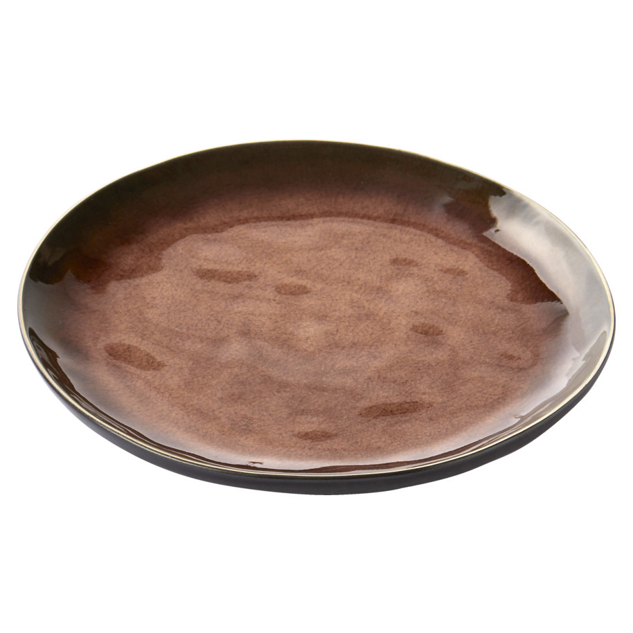 PLATE ROUND 27 CM PURE BROWN FLAME