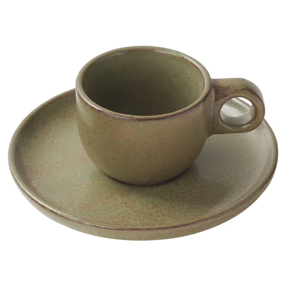 ESPRESSO CUP AND PLATTER SURFACE GREEN