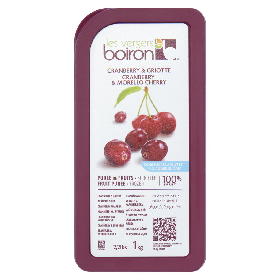 100% FROZEN FRUIT PUREE: CRANBERRY AND M