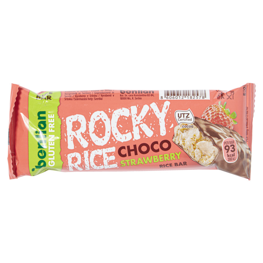 RICE BAR WITH CHOCOLATE AND STRAWBERRY