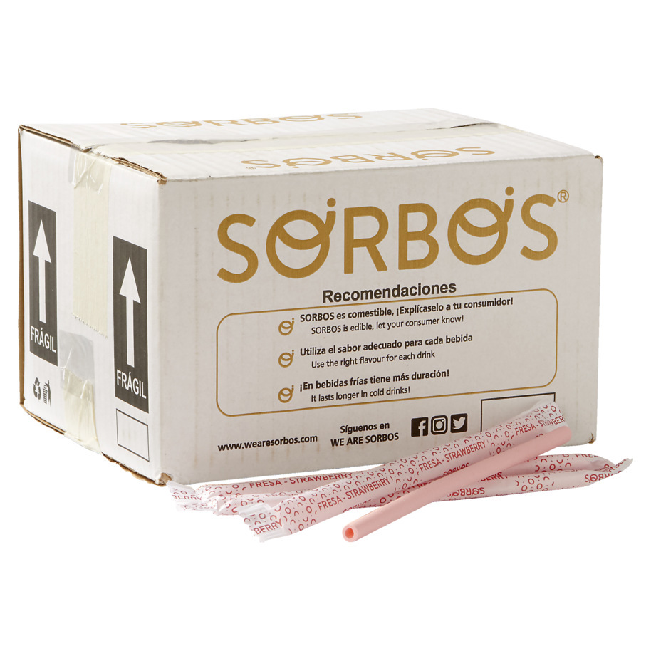 SORBOS STRAIGHT  EDIBLE STRAW STRAWBERRY