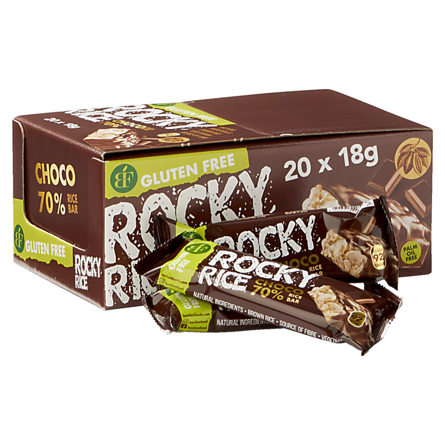 RIJSTREEP ROCKY RICE CHOCO 70% 18GR GV