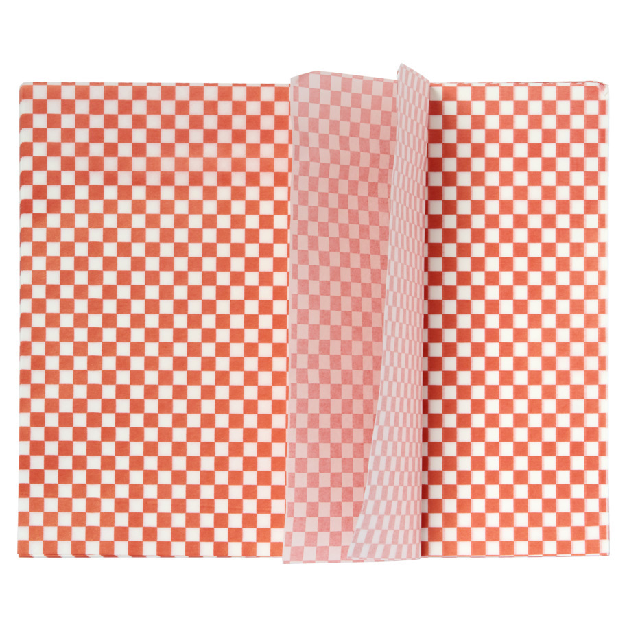 GREASEPROOF PAPER RED GINGHAM 25 X 20 CM