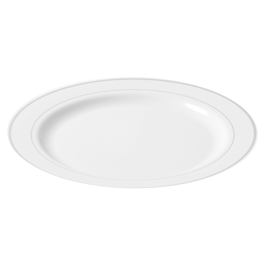 PLATE WHITE 228 MM WITH SILVER EDGE