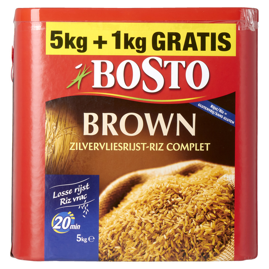 BROWN WHOLE GRAIN RICE BOSTO 5 + 1 KG