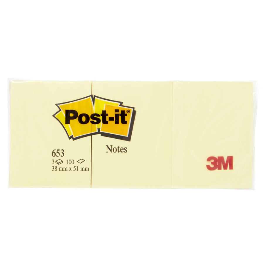 NOTEPAD 3M POST-IT 653GE 38X51MM YELLOW