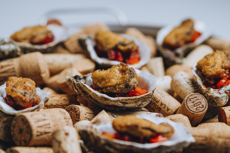 Gebakken oesters met Portugese chouriço 