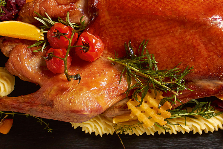 Gans op het karkas gegaard