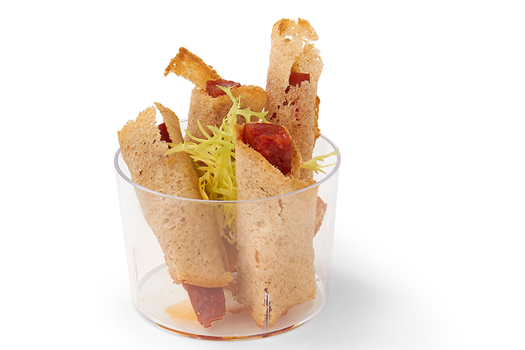 Loempia van brood met chorizo