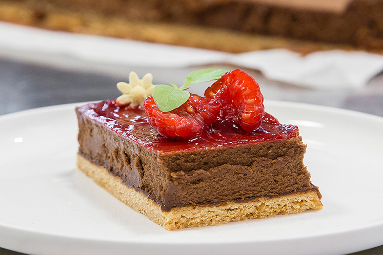 Chocolade cheesecake met frambozengel