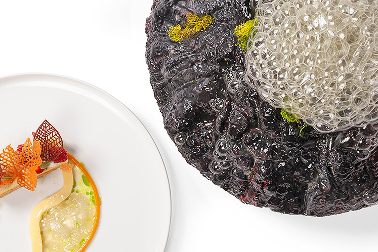 Citroendessert met yuzu en macha