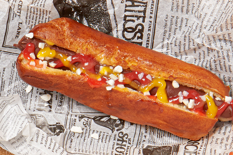 Hotdog en gezouten karamel