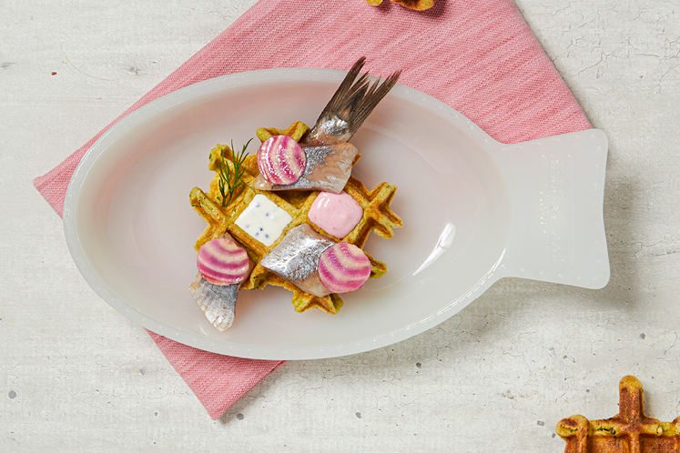 Wafel van dille met haring