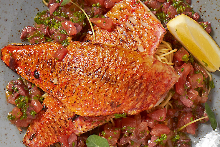 Mul met antiboise en tagliatelle